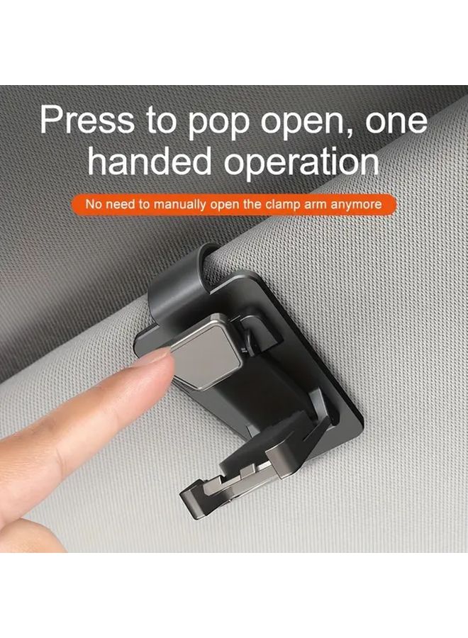 Gray Universal Car Glasses Clip Holder For Sun Visor One Handed Access Design - Image 2